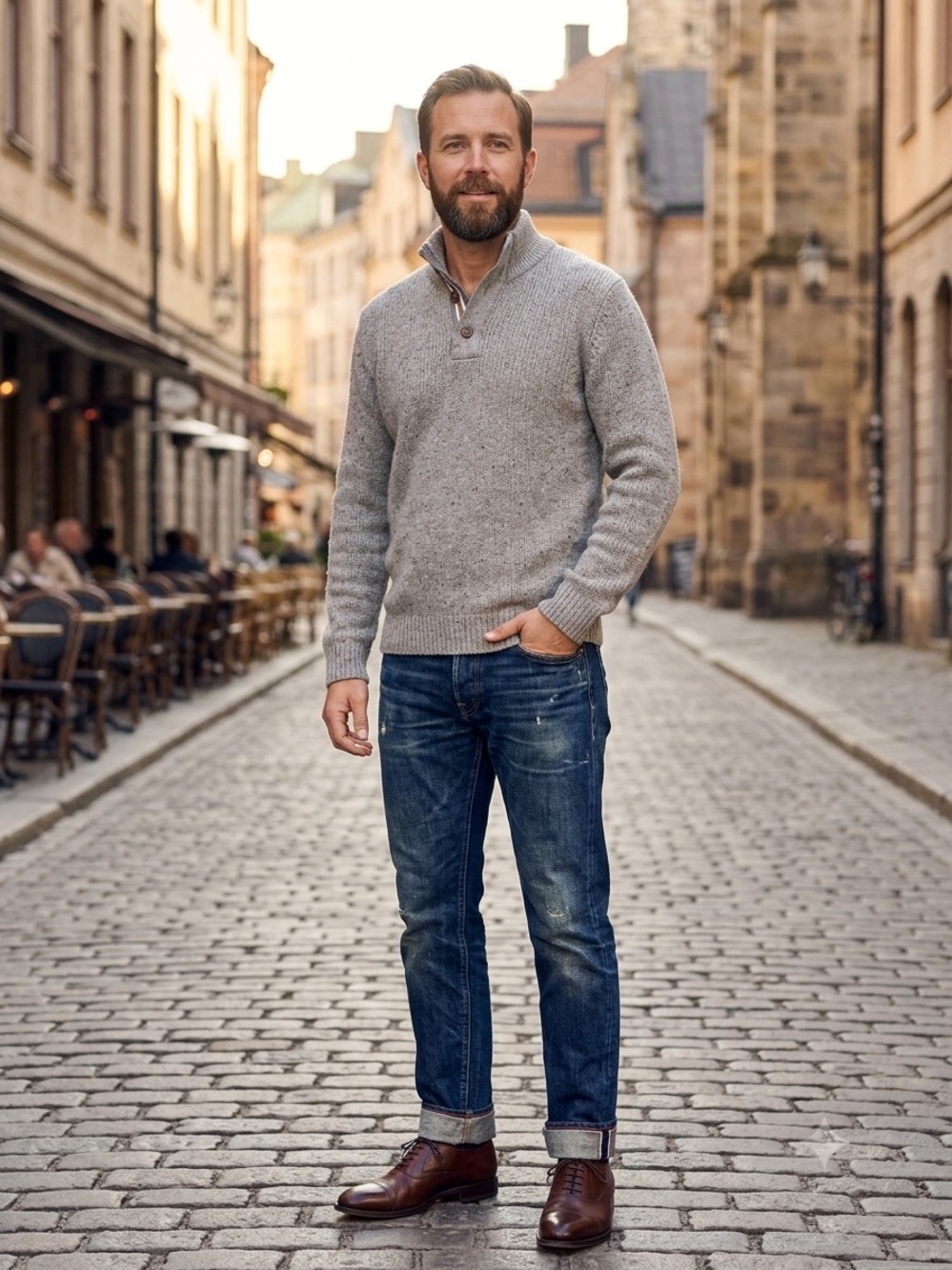 H&M Men's Light Gray Zip-Neck Knit Sweater